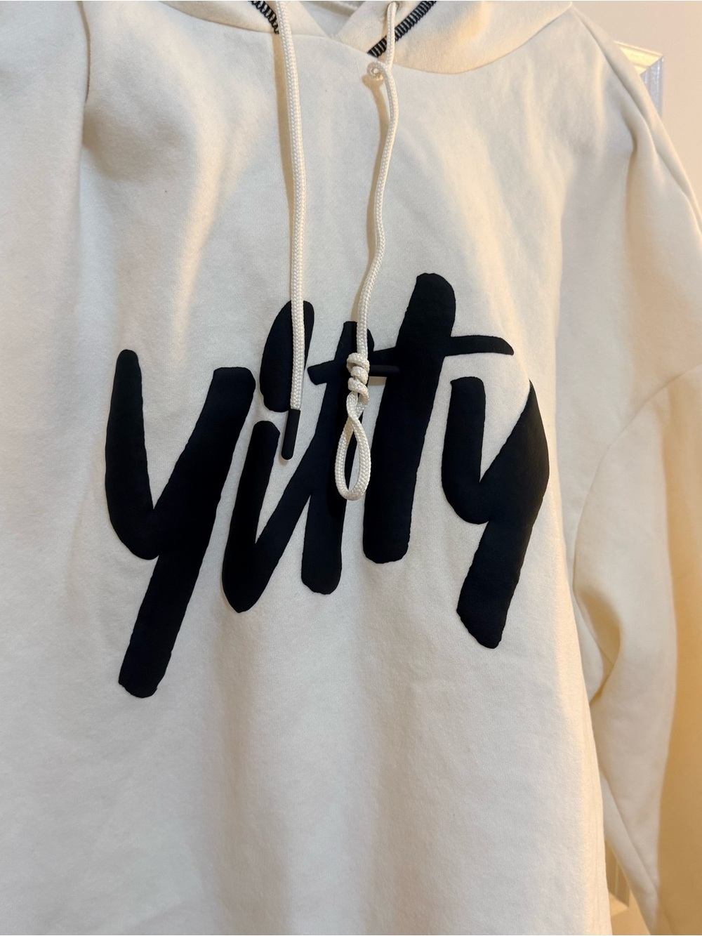 Yitty White + Black Cotton Hoodie Fits Like Women’s L/XL Loungewear Athleisure